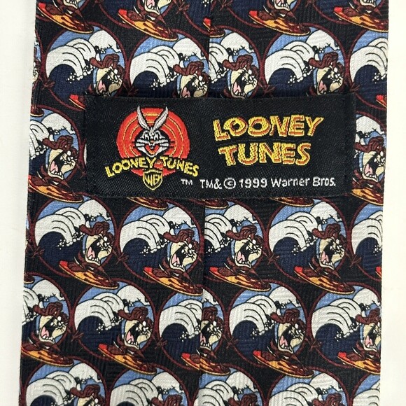 Vintage Looney Tunes 1999 Taz Tasmanian Devil Surfing Cartoon Tie - Picture 5 of 6